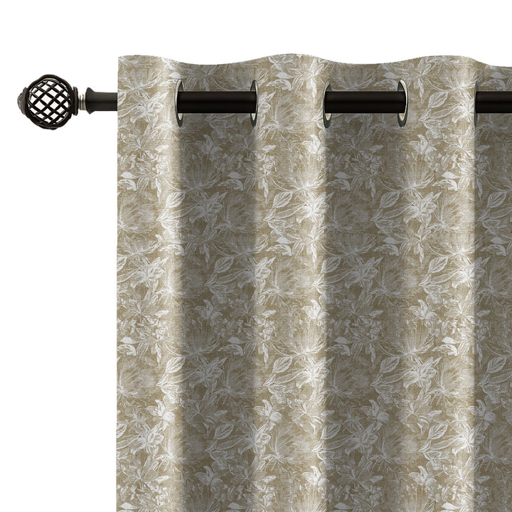 FADED FLORA | Luxury Printed Blackout Curtains for Windows & Doors | Premium Room Darkening & Thermal Insulated Curtains for Bedroom & Living Room Décor (Pack of 2)