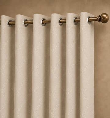 Moonlight embossed blackout curtain in beige - main view