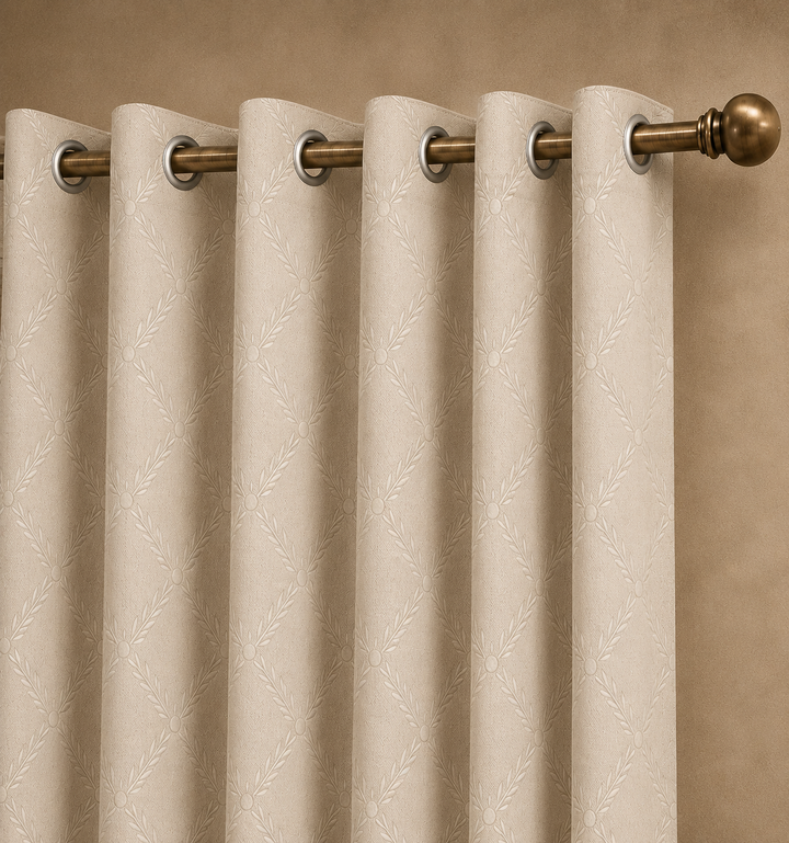 Moonlight embossed blackout curtain in beige - main view
