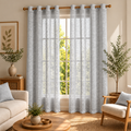Aesthetic Sheer Curtains | Poly Linen Shrink & Fade Proof Drapes | Home Decor