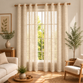 Aesthetic Sheer Curtains | Poly Linen Shrink & Fade Proof Drapes | Home Decor