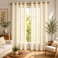 Aesthetic Sheer Curtains | Poly Linen Shrink & Fade Proof Drapes | Home Decor