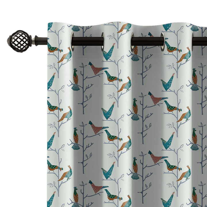 CHARMING BIRD | Luxury Printed Blackout Curtains for Windows & Doors | Premium Room Darkening & Thermal Insulated Curtains for Bedroom & Living Room Décor (Pack of 2)