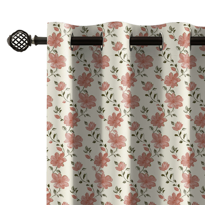 EARTHY BLOOM | Luxury Printed Blackout Curtains for Windows & Doors | Premium Noise Reducing & Thermal Insulated Curtains for Bedroom & Living Room Décor (Pack of 2)