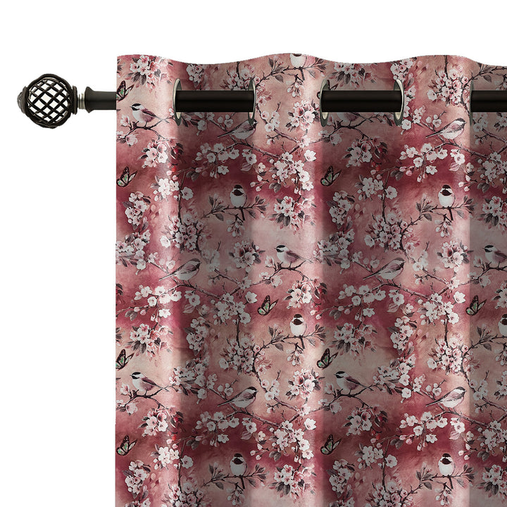 WHISPERING BLOSSOM | Luxury Printed Blackout Curtains for Windows & Doors | Premium Room Darkening & Thermal Insulated Curtains for Bedroom & Living Room Décor (Pack of 2)