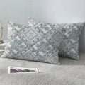 PRINTED COTTON Quilted Pillow Cover - Set of 2 | 300 TC | Ultra-Soft, Cooling & Breathable | Skin & Hair Friendly | Zipper Closure | Sweat-Absorbent & Hypoallergenic