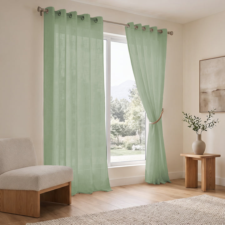 Polyester Sheer Curtain | Transparent Light Filtering | Eyelet Curtain | Solid | 4.5ft x 5ft | Pack of 2