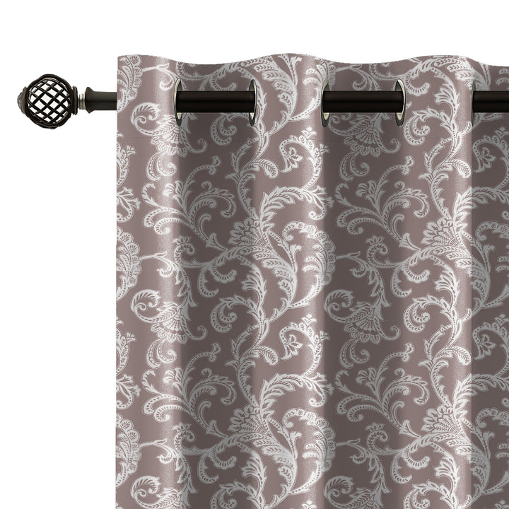 GRACIOUS VINES | Luxury Printed Blackout Curtains for Windows & Doors | Premium Room Darkening & Thermal Insulated Curtains for Bedroom & Living Room Décor (Pack of 2)