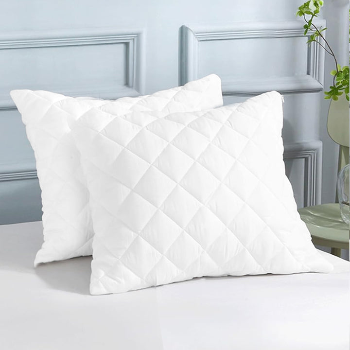 WHISPERING NEUTRALS | Bamboo Quilted Cushion Covers | Ultra-Soft, Cooling & Hypoallergenic | Skin & Hair Friendly