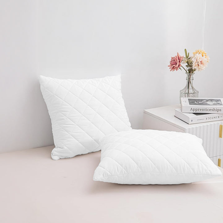 WHISPERING NEUTRALS | Bamboo Quilted Cushion Covers | Ultra-Soft, Cooling & Hypoallergenic | Skin & Hair Friendly