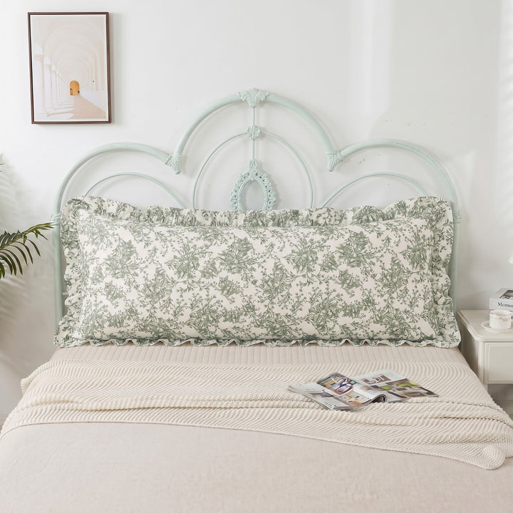 Luxury Body Pillow Cover with Ruffle Border | 20x54 Cotton Pillowcase for Cozy Modern Bedrooms