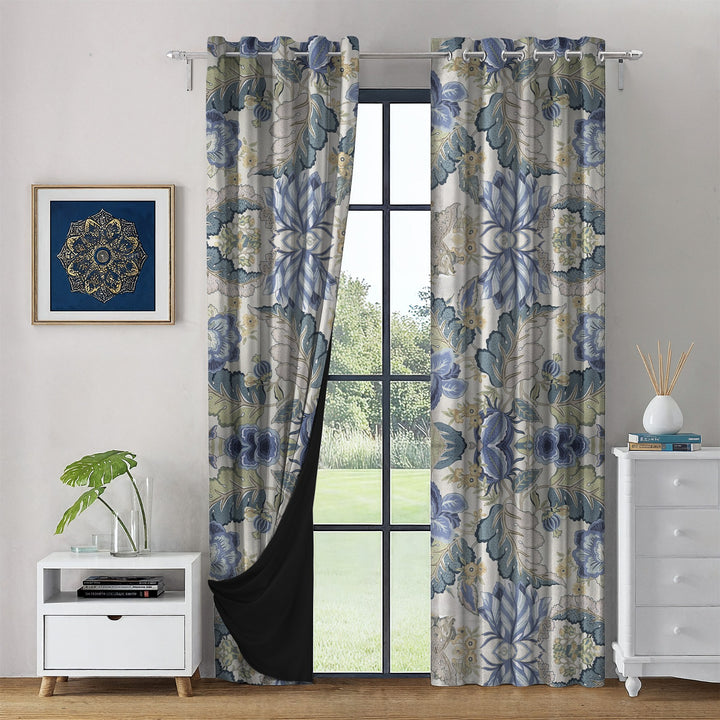 JACOBEAN FLORAL | Luxury Printed Blackout Curtains for Windows & Doors | Premium Room Darkening & Thermal Insulated Curtains for Bedroom & Living Room Décor (Pack of 2)