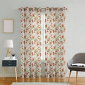 BIRD VINES | Eyelet Sheer Cotton Linen Curtains - Set Of 2 Panels