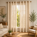 Aesthetic Sheer Curtains | Poly Linen Shrink & Fade Proof Drapes | Home Decor