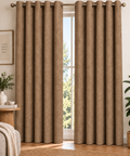 Embossed Herringbone Leaf 100% True Blackout Curtains Set of 2 Panels |Thermal Insulated | Light Blocking | Grommet Hanging