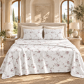 Pure Percale Cotton Bedsheets with Pillowcase | Printed Claude Soft, Breathable | 200 TC Flat Bed Sheet