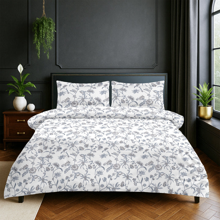 COTTON TWILL |  Bedsheet with Pillow Covers | Soft, Breathable & Floral Printed Bedsheet  | 300 TC | Wrinkle-Resistant, Fade-Proof