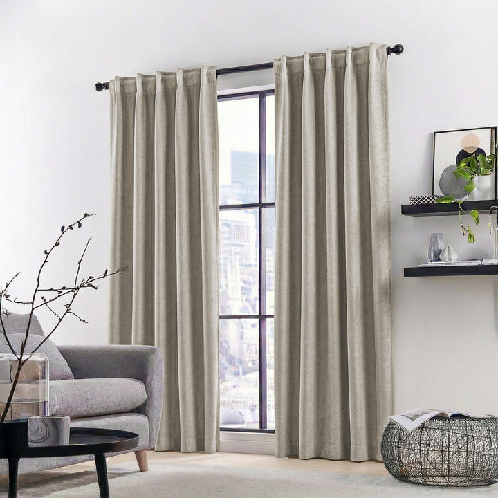 LUMIA | TRUE BLACKOUT Curtains  | Backloop Hanging | Rich Linen Texture | Thermal Insulated & Noise Reducing Panels - Set of 2 Panels
